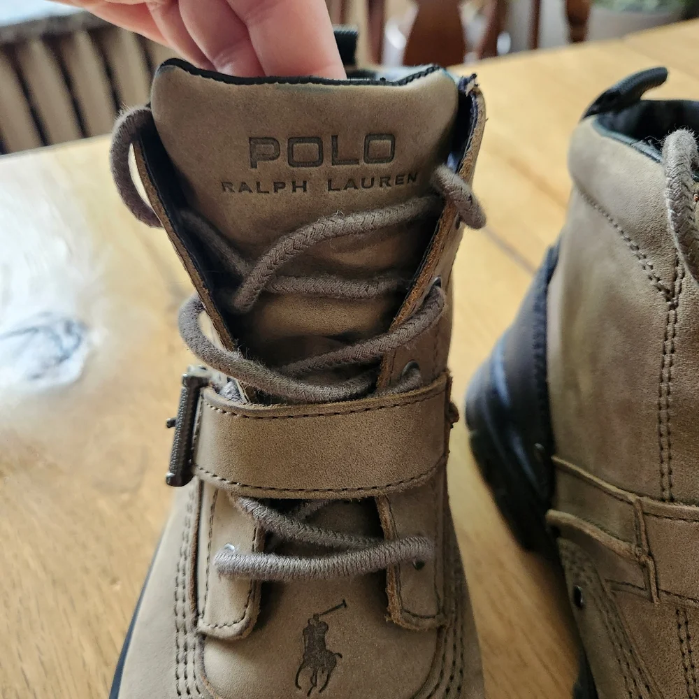 Polo Ralph Lauren Leather Boot Buckle Brandy‎ Tyrek Youth Boys Size 5.5 Brown